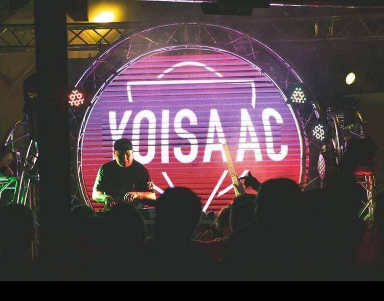 Circular LED video wall with custom pixel mapping behind a DJ